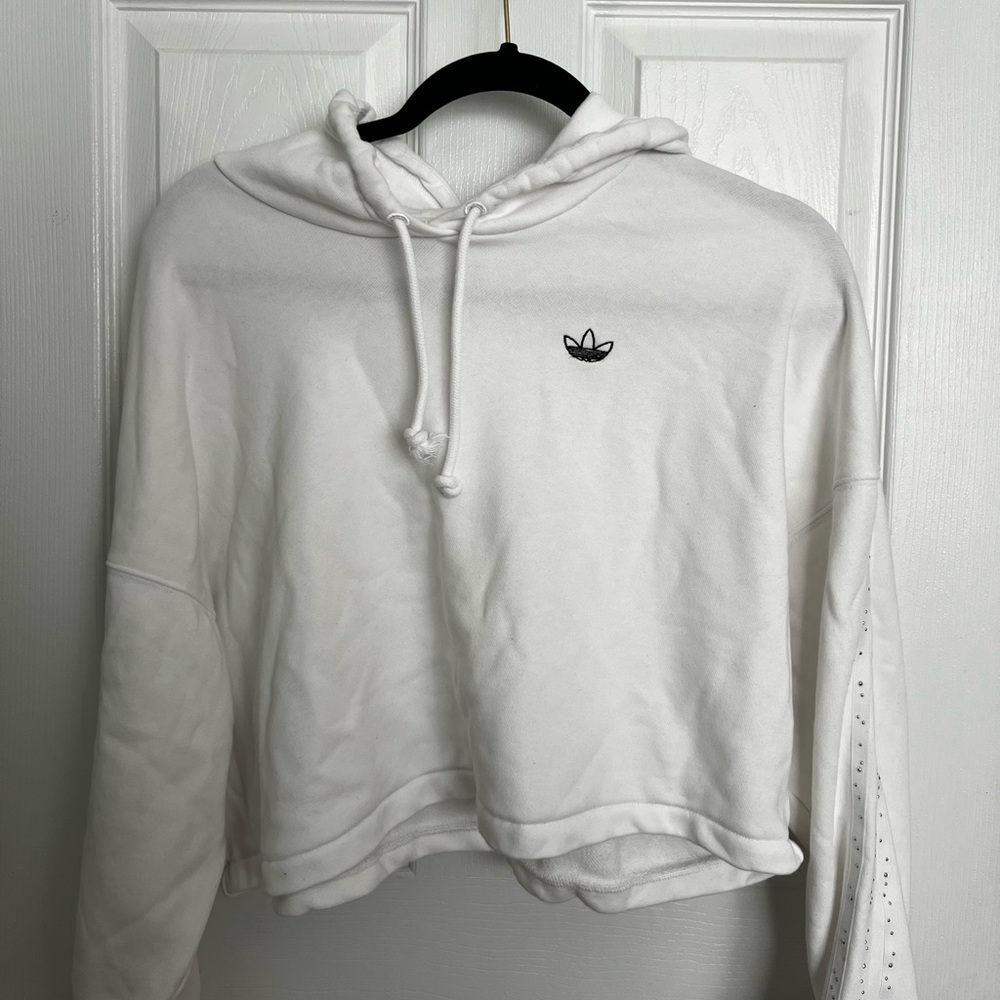 Adidas originals cropped white studded hoodie